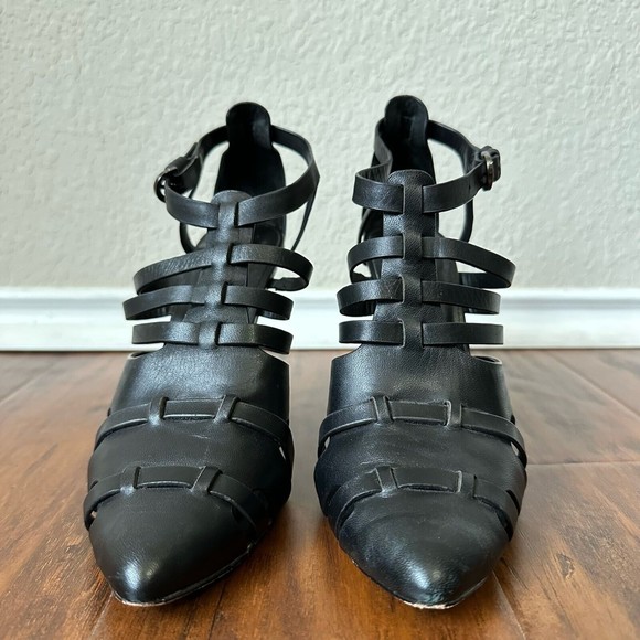 REBECCA MINKOFF Randi Leather Pointed-Toe Pumps in Black Leather - Picture 4 of 11